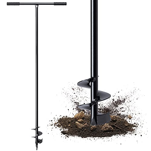 KADAX Tarière Manuelle avec Poignée en Métal, Outil de Jardinage à Main pour Creuser des Trous, Planter des Arbres et Installer des Clôtures (100 mm)