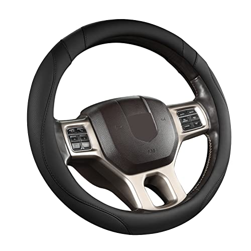 West Llama Customized Auto Car Steering Wheel Cover For 2012-2023 Dodge Ram 1500 2500 3500, 15.5-16 Inch (Black-Large Size) #TOP7