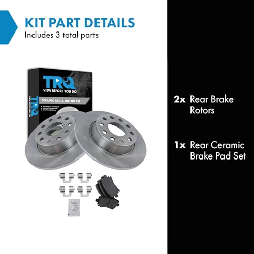 Image of TRQ Rear Brake Pad and Rotor Set Ceramic Compatible with 2010 Volkswagen Golf 2011 2017 GTI