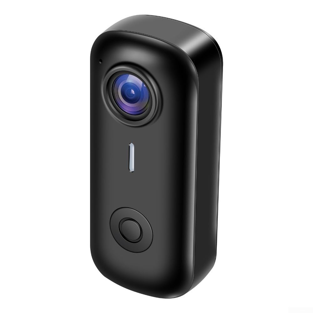 Whychstore Action Camera magnetica compatta, 360° magnetica Pocket Thumb Cam, registrazione WiFi 2K, per registrazione, attività all'aperto, passeggiate (nero)