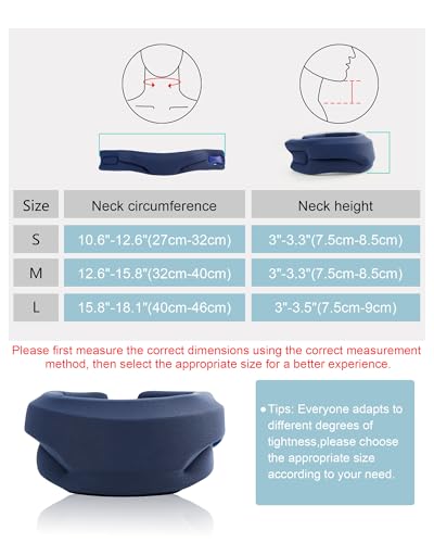 Image of Neck Brace for Sleeping - Cervical Collar Relief Neck Pain and Neck Support Soft Foam Wraps Keep Vertebrae Stable for Relief of Cervical Spine Pressure for Women & Men Prussian Blue Small Size