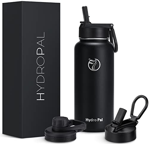 HydroPal Vacuum Insulated Water Bottle 1000ml Stainless Steel BPA Free Leakproof 12H Hot 24H Cold with Straw & Spout Lids for Travel