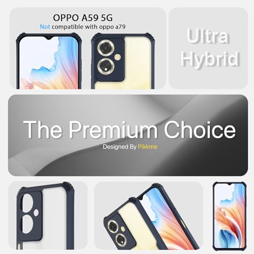 Image of Pikkme Oppo A59 5G Back Cover | Crystal Clear Transparent Back | Ultra Hyrbid | Full Camera Protection | Raised Edge | Bumper Back Case (Blue)
