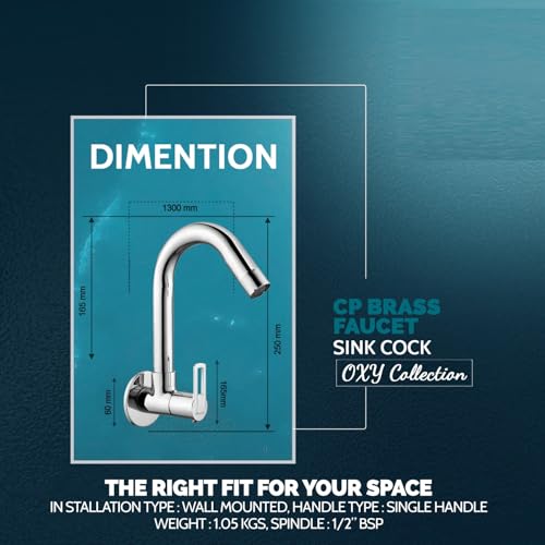 Image of CLINTON Oxy Brass Sink Cock Faucet with Wall Flange