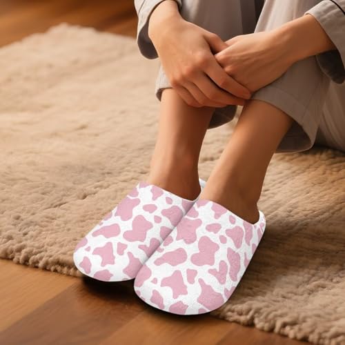 Women Warm Slip On Winter Slippers, Men Comfy Wide House Slippers Reusable for Shoeless Home3
