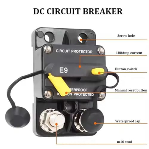 Disyuntor Manual Universal de 12V a 48V con botón de reinicio para evitar fallos eléctricos 3