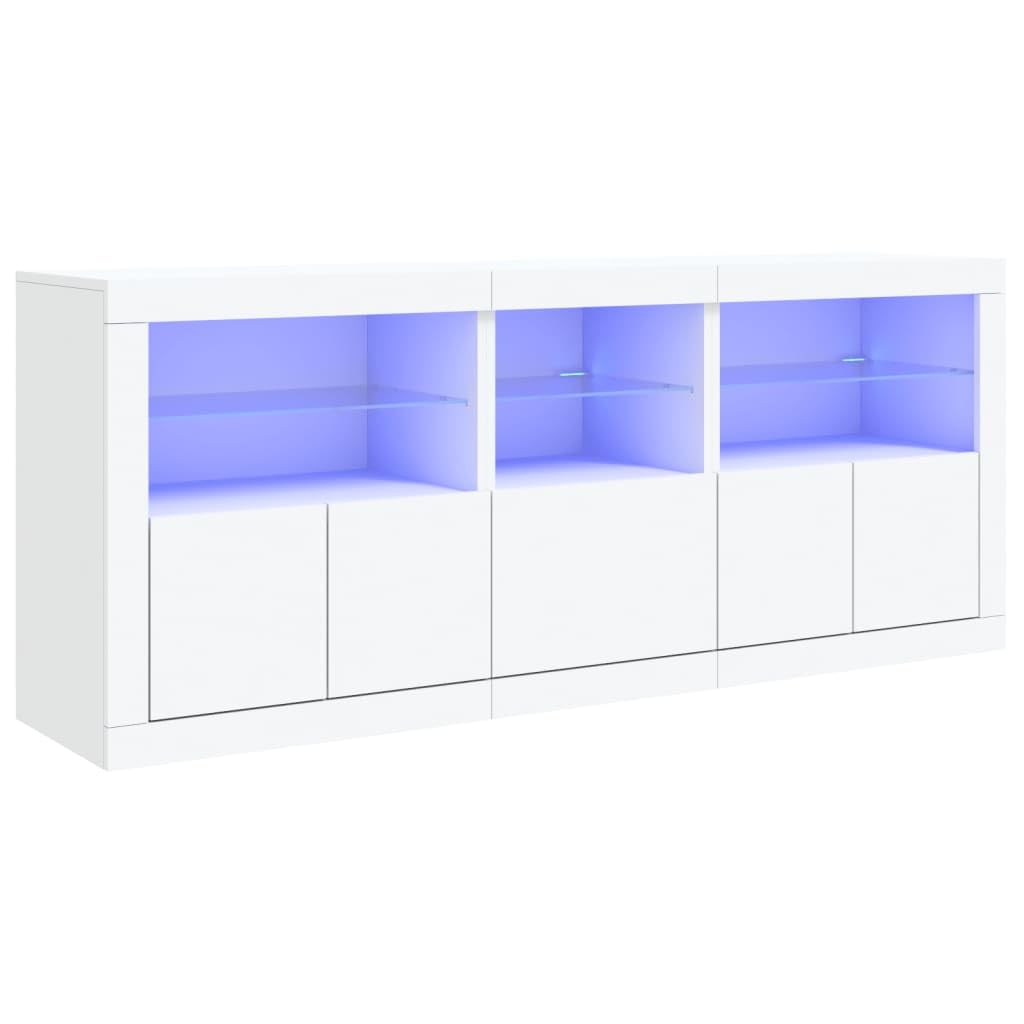 Komoda z diodami LED biała 162 x 37 x 67 cm Display Case szafka barowa szafka na zapasy kuchnia szafa z witryną do salonu, do salonu, kawiarni, kuchni, sklepu deserowego