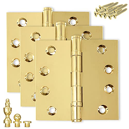 Get Cheap Price Finsbury Hardware Solid Brass Door Hinge Heavy Duty Ball Bearing Polished Shiny Gold 4x4 Inch with Decorative Screw-on Tips Included - Set of 3 Hinges (Polished Brass) 40% Off Discount Finsbury Hardware Solid Brass Door Hinge Heavy Duty Ball Bearing Polished Shiny Gold 4x4 Inch with Decorative Screw-on Tips Included - Set of 3 Hinges (Polished Brass)