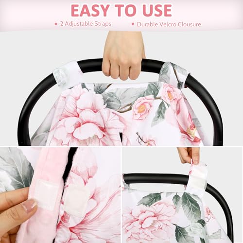 Image of Baby Car Seat Cover, Breathable Infant Carseat Cover for Summer Peekaboo Opening Car Seat Canopy Cover, Nursing Cover for Baby Boys Girls (Flower)