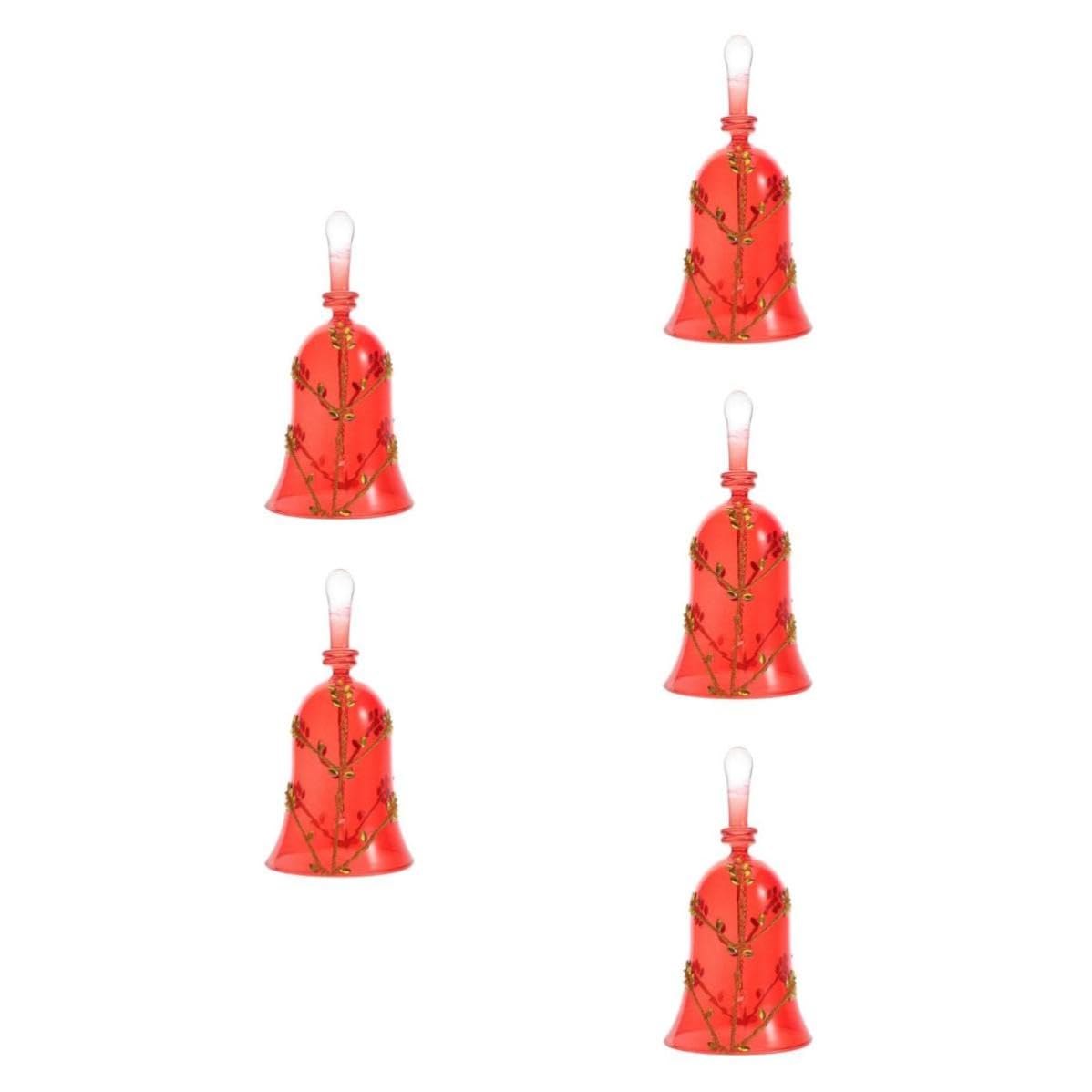 minkissy 5 Piezas Campana de Mesa Navideña de Vidrio Rojo para Cena y Hogar