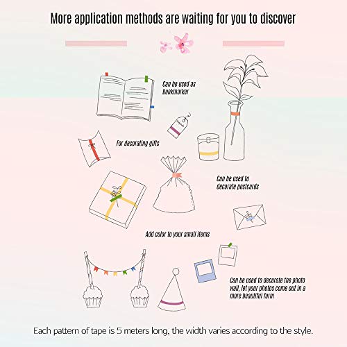Decorativa Masking Paper Tape Gift Set para Scrapbooking DIY Decoração Gift Embalagem Cada Rolo 5m