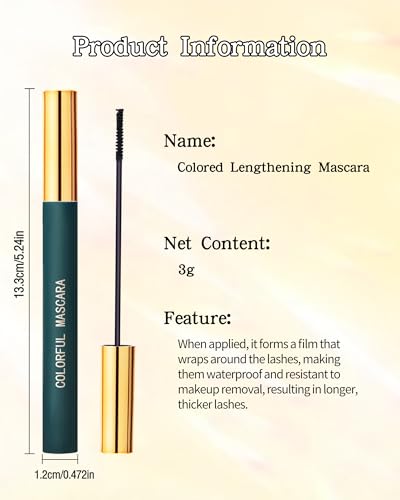 Mascara Wasserfest mit Ultrafeiner Bürste für Kurze Wimpern, 2Pcs Wimperntusche Blau Volume und Lange Wimpern, Langlebig Wischfest, Quick-drying, Hochpigmentiert Bunte Mascara Makeup für Frauen-04