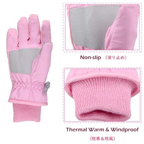 Image of TRIWONDER Kids Winter Gloves Waterproof Ski Snow Gloves for Cold Weather Girls Snowboarding Skiing Sport Warm Mittens (Pink, L (9-13 years old))