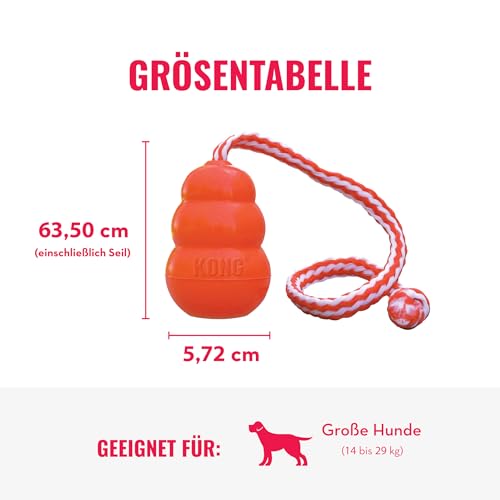 KONG Aqua Floating Fetch Toy - Hundespielzeug Für Wasser, Spiel und Training - Mit Schaumstoff-Innenseite und Wurfseil - Für Große Hunde - Orange