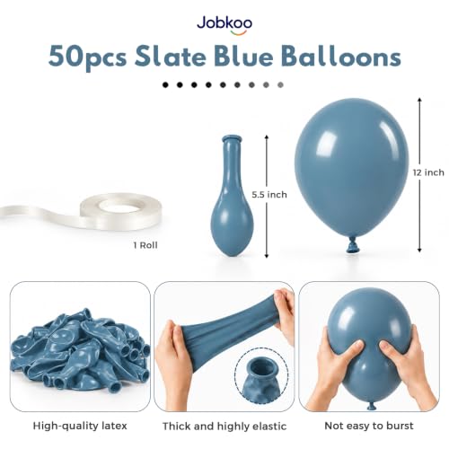 Image of Jobkoo Slate Blue Balloons 12 Inch, Dusty Dark Teal Blue Latex Balloon