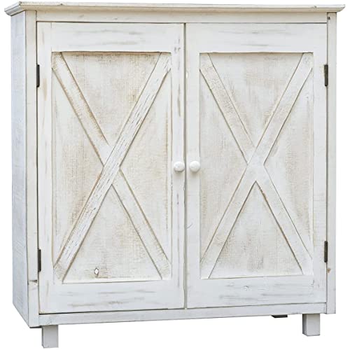 Unknown1 Rustic Farmhouse Accent Wood Storage Cabinet with 2 Barn