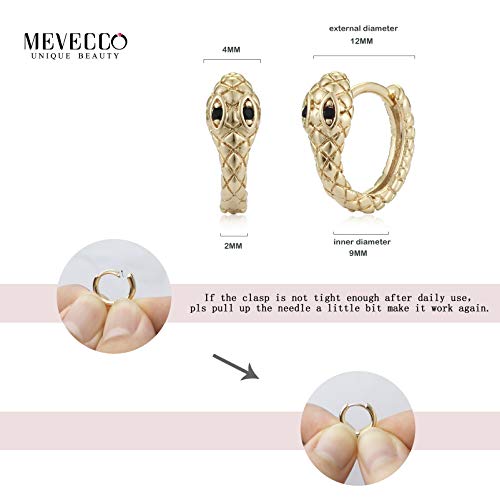 Mevecco Tiny Snake Shaped Huggie Hoop Earrings For Women 18K Gold Plated Boho Snake Charm Huggie Hoop Earrings Small Tiny Vintage Minimalist Dangling Long Snake Dangle Drop Hoop Huggie Earrings #TOP5