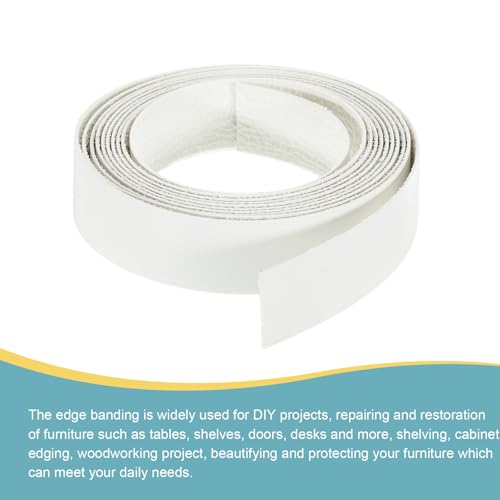 QUARKZMAN Kantenumleimer Eiche PVC Kantenband Selbstklebend, 28mm x 3 Meter Vorgeleimtes Holzfunierkantenband zum Aufbügeln für Reparatur Schränken Restaurierung Möbeln, Warm Weiß glänzend