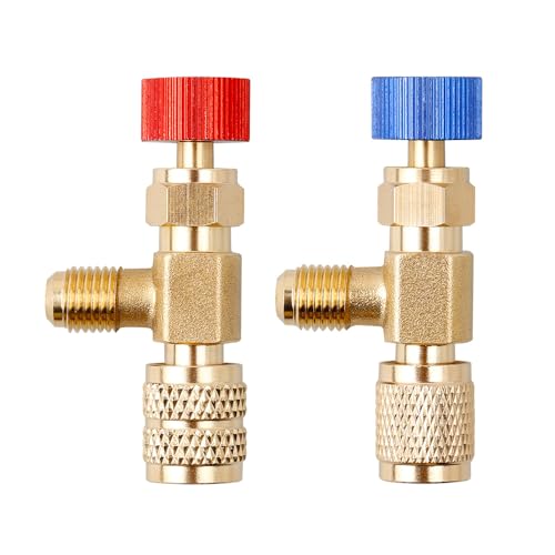 Treki 2 Stück Kältemittel Sicherheitsventil R22 R410a Schnellkupplung Klimaanlage Ventil, Messing Durchflussregelventil mit 1/4-5/16 Zoll Interface...