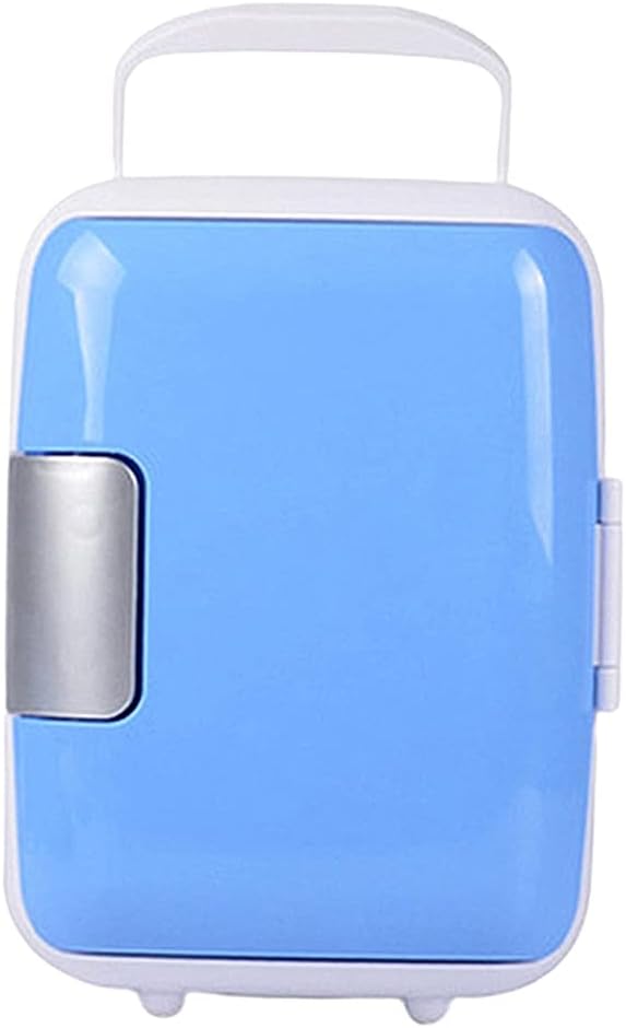 Mini Fridge 4L Mini Fridge Car Refrigerator Portable AC/DC Powered Cooler and Warmer Home Car Fridge Universal Vehicle Parts 3 Colors (Color : Blue) (White)