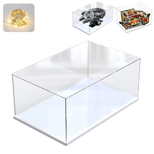 Vitrina Expositora para Colecciones para Lego 75375 Halcón Milenario 21319 para 42204 42151 75380, Expositor Cajas de Metacrilato Transparente Vitrinas Expositoras Acrílica, Blanca 35x25x15cm