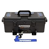 Superwinch 1140232 Winch2Go 12V DC Electric Portable Utility Winch 4000lb(1814.4kg) Single Line Pull with Steel Mounting Plate Integrated Hawse Fairlead 7/32" x 47' Synthetic Rope Handheld Remote