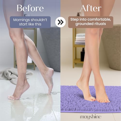 Image of MAYSHINE Plush Shaggy Chenille Bath Mat | Extra Soft, Super Absorbent, Non-Slip Bathroom Rug | Fluffy Microfiber, Area Rug Sets for Bathroom Floor, Kitchen, Living Room | 47 inchx27 inch | Lavender
