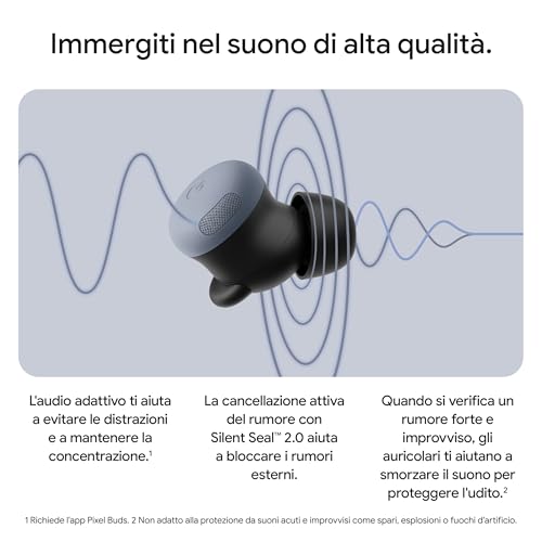 Pixel Buds Pro 2 - Auricolari wireless con cancellazione attiva del rumore - Cuffie Bluetooth - Grigio verde - Gadget - Immagine 2