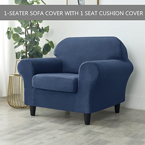 Housse de canapé velours extensible 1 place lot de 2 chic et durable