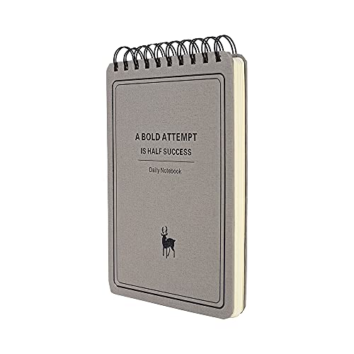 Shulaner Cuaderno espiral a5, top spiral notebook, 8.89 * 5.66inch, 100 hojas, Paquete de 2 - Gris