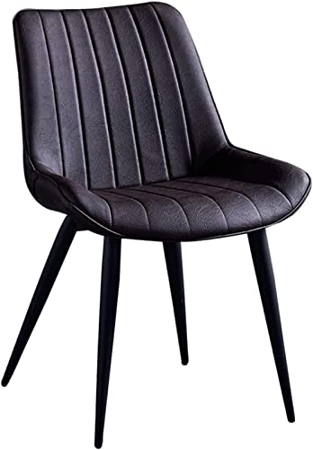 SJIALEN Modern Dining Chair, Upholstered Faux Leather Seat Retro Kitchen Accent Chair with Metal Legs Home Restaurants Lounge Chair Kitchen Chair (Color : Brown, Size : 46x53x83cm)