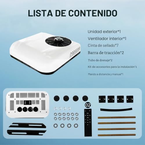 Aire acondicionado 12V de techo ultrafino con inversor para autocaravanas 5