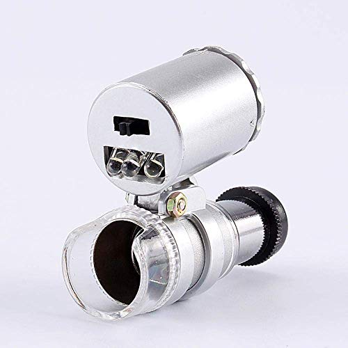 Lupa para joalheiro com ampliação de microscópio de 60 x da Mini Lupa com Lupa de LED UV Light