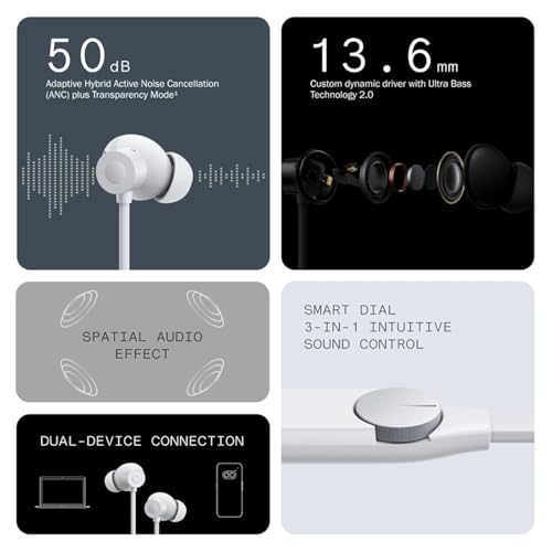 Image of CMFF Neckband Pro with 51 dB ANC, Ultra Bass Technology & Upto 51 Hours of Battery Life Bluetooth Headset,4HD Mics,USB-C,13mm Drivers,Easy Use for iPhone,Apple Compatible (Grey, Neckband Pro)