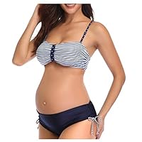 GZYshoyao Flower Bikini Anzug Mutterschaft Schwangere Bedruckte Tankinis Badeanzug Frauen Mutterschafts-Badeanzüge (Dark Blue, M)