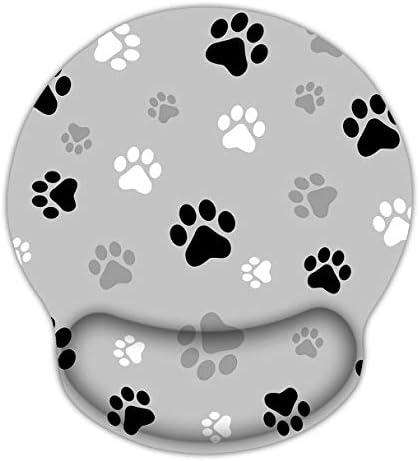 Britimes Ergonomic Mouse Pad with Wrist Support Gray Paw Print Non-Slip Rubber Base Mousepad for Home Office Gaming Working Computers Laptop Easy Typing & Pain Relief