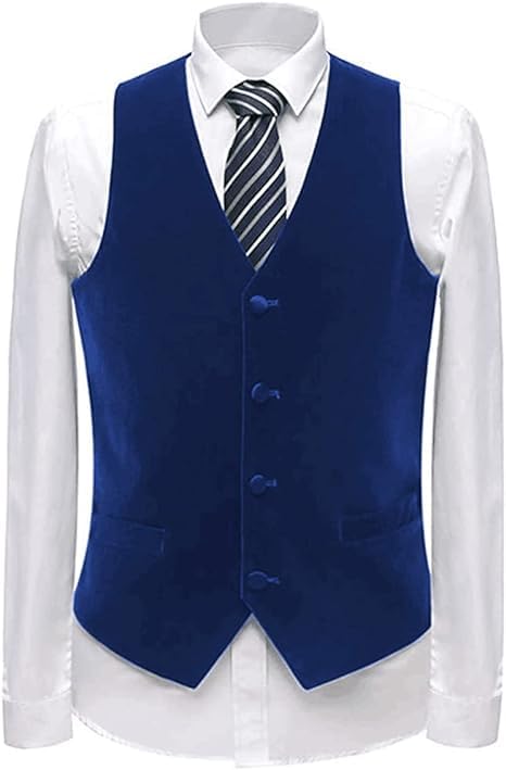 Gilet d'affaires homme col en V velours coupe ajustée bleu marine XXL