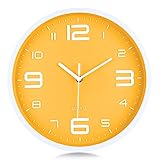 Kein Nerviges Ticken: Die hochwertige lautlos mechanik arbeitet präzise und ohne ticken. Bieten Ihnen eine leise Umgebung geräuschlos. Es hat keinen Einfluss auf die Schlaf- oder Arbeitseffizienz Ihrer Familie.