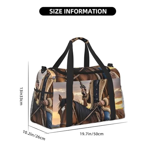 Cowboy West Travel Duffel Bag Lightweight Waterproof Carry On Tote Bag Foldable Weekender Overnight Bags Sport Gym Bag For Women Men4