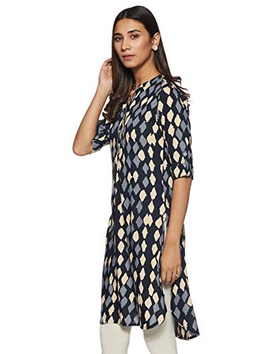 Image of global desi Womens Mandarin Neck Printed Tunic