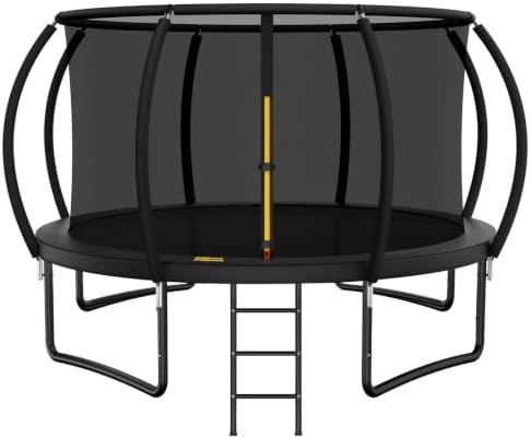 10FT 12FT 14FT 15FT 16FT Outdoor Trampoline with Enclosure Net, Heavy Duty Yard Trampolines, ASTM Approval Recreational Trampolines for Kids and Adults