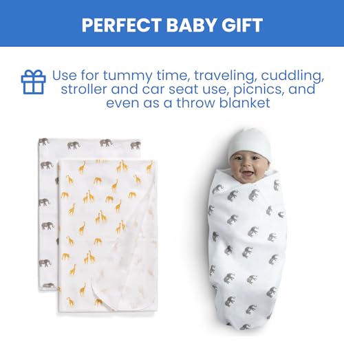 Image of Delta Children 100% Cotton Flannel Baby Receiving Blankets for Girls and Boys - 30x30 Inches (Pack of 2), Safari Friends
