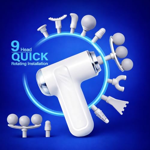 Image of Percussion Massage Gun for Muscle Recovery | Deep Tissue Massager for Back, Neck & Shoulder Pain Relief | 9 Interchangeable Heads | Full Body Relaxation Device (3 Head masager)