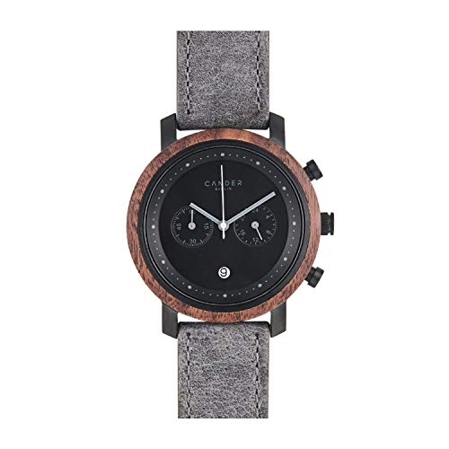 Cander Berlin MNA 2141 - Reloj de pulsera analógico (correa de piel y acero inoxidable, resistente al agua, con fecha)
