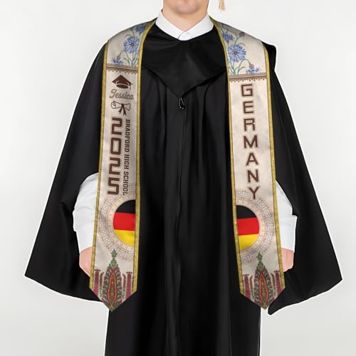 Mostefy Personalized Germany Graduation Stole Sash 2025, Custom Germans Grad Sash, German Stole for Graduation Students3