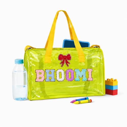 Image of AICA Personalized Name Embroidered Letters & Patch Duffle Bag for Kids Boys & Girls Age 1-18 Years Age Group (Yellow) | Gift for Boys Girls Kids