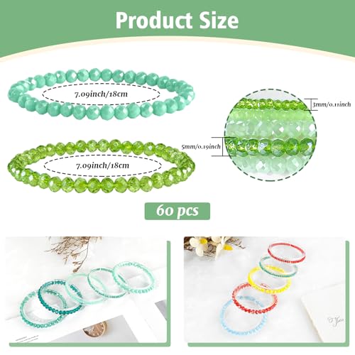 60pcs Crystal Beaded Bracelet Bulk for Women Colorful Beaded Bracelet Boho Multi Layer Stacking Bracelets Stretchy Strand Shiny Crystal Bead Bracelets2