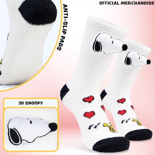 Peanuts Snoopy Womens Fluffy Slipper Socks, Non-Slip Socks - Gift for Her3