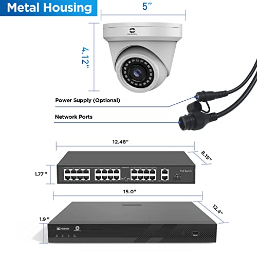 Gwsecu 32 Channel Nvr Security Camera System, (32) 5Mp Commercial Dome Poe Cameras Built-In Mic, 2.8Mm Lens, Smart Person Detection, 100Ft Ir Night Vision, 4K 32 Channel Nvr 8Tb Hdd, G53232P8D01 #TOP6