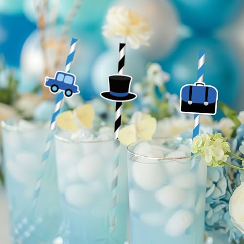 50 pitillos de papel Boss para fiesta temática niño miniatura 5